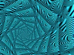 A swirl of pinwheels in monochrome cyan spiral into this fractal, in an effect evocative of Sixties-style op art and optical illusions.