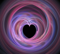 Swirls of pink, blue, purple, magenta, and lavender flow around a strong central heart shape, evoking love, romance, and — perhaps — a touch of chaos.