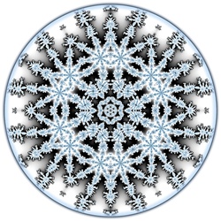 Here's another fractal snowflake mandala in cold winter shades of blue, grey and white. It is made from our Ice Flake fractal.
