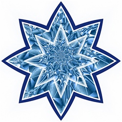 This blue star shaped snowflake filled with icy shards epitomizes winter, solstice, and the festive season.