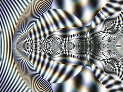 This reverberating fractal, with its strong vibrational feel and black and white zebra stripe motif, creates an optical illusion effect if you stare at it long enough!
