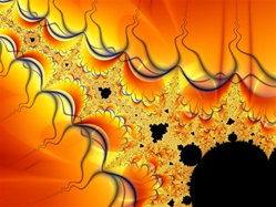 The deep oranges and yellows in this image suggest sun spots, solar flares, or perhaps a star going supernova.